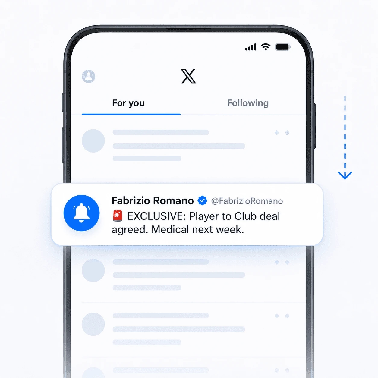 Twitter feed with buried update
